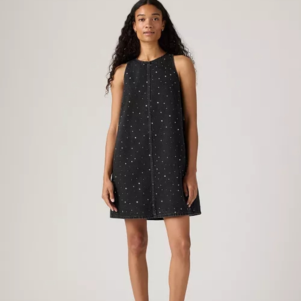 Levi's Black Sleeveless Studded Shift Mini Dress